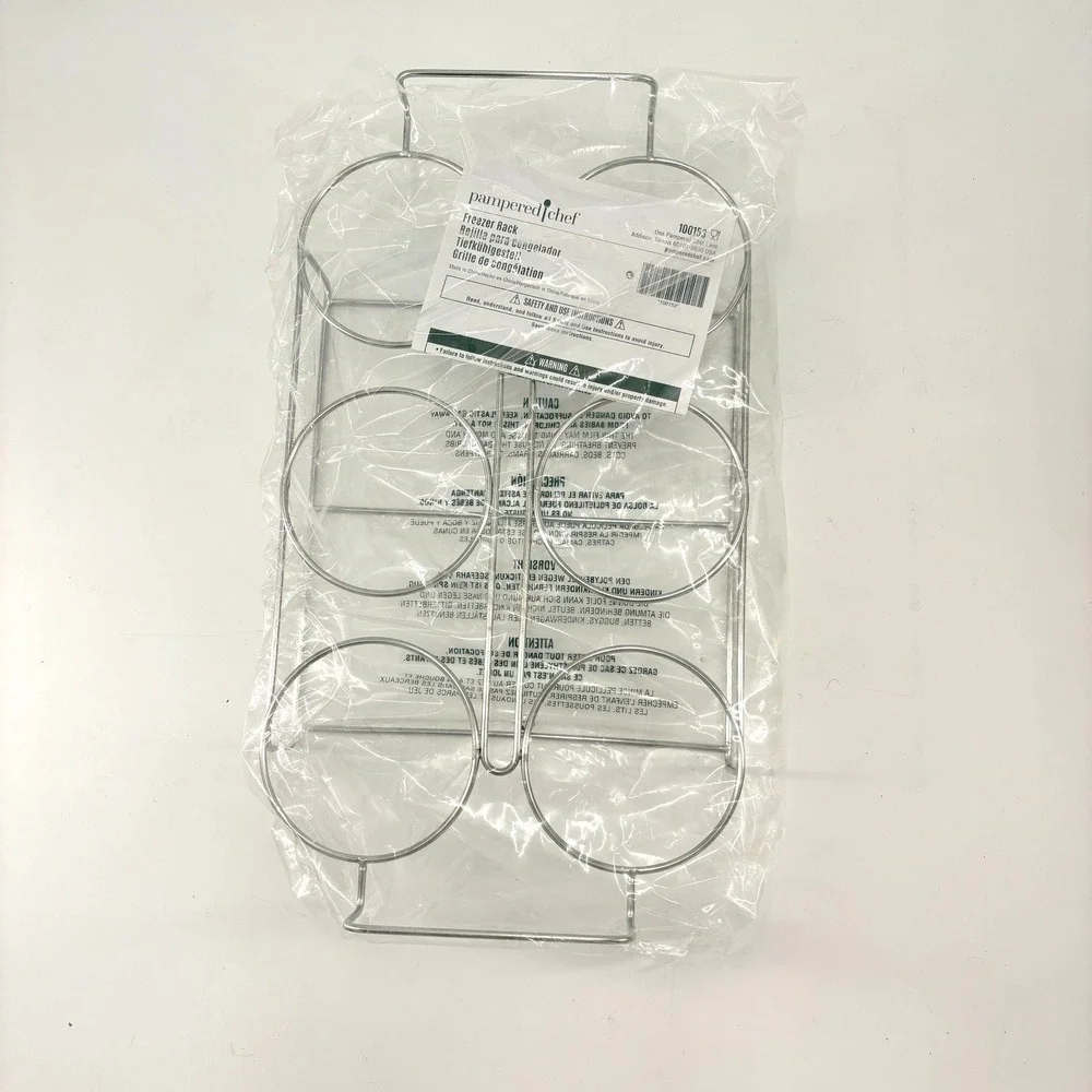 Pampered Chef Freezer Rack 100153 Silver‎ Metal Wire Organizer 6 Slots NEW